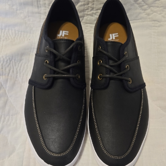 JF J.Ferrar Black Sneakers with White Sole - Picture 1 of 8
